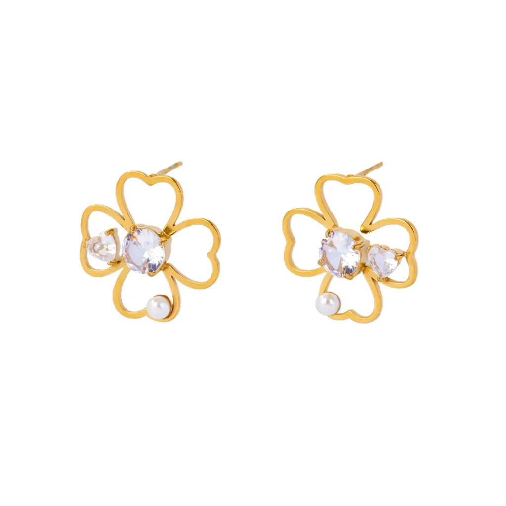 Four-Leaf Clover Stud Earrings Lucky Charm