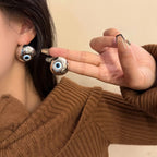 Boucles d'Oreilles Clou Vintages Contre le Mauvais Oeil argent