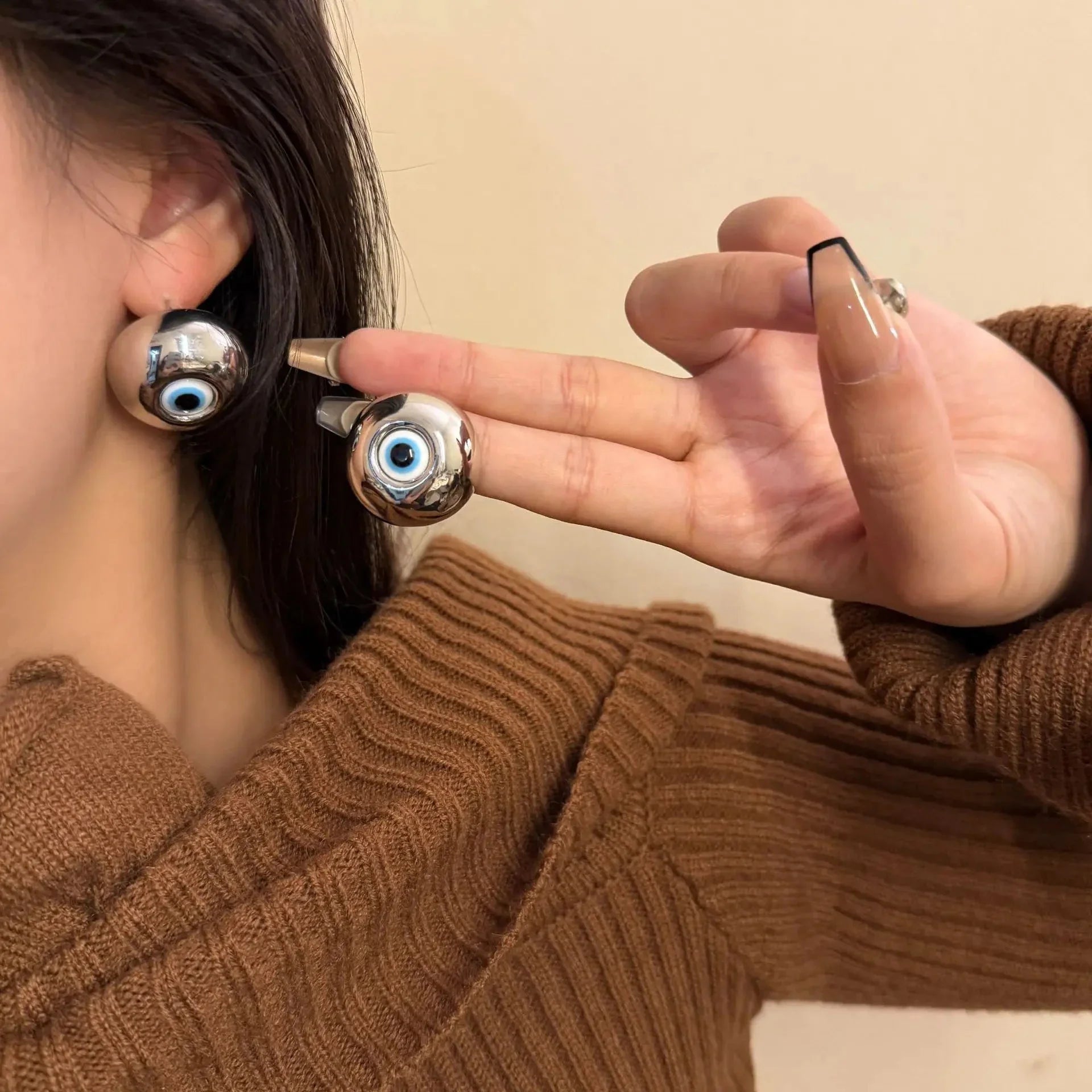 Vintage Stud Earrings Against the Evil Eye silver