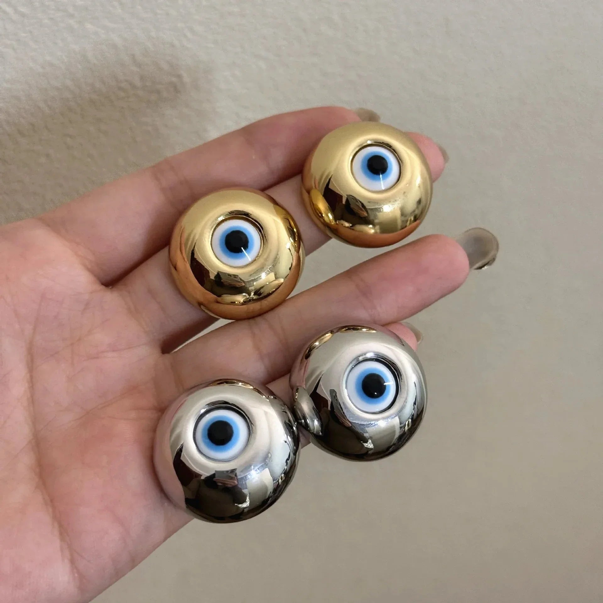 Vintage Stud Earrings Against the Evil Eye silver