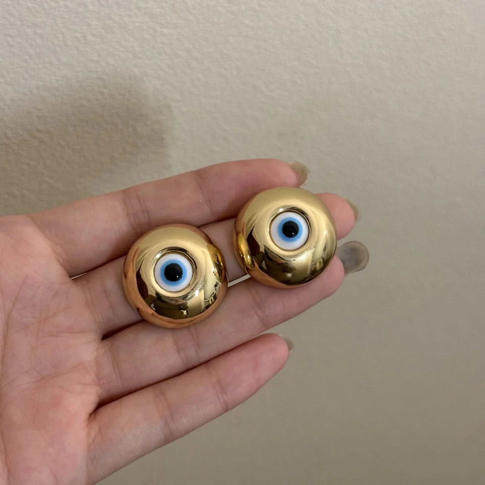 Vintage Stud Earrings Against the Evil Eye gold
