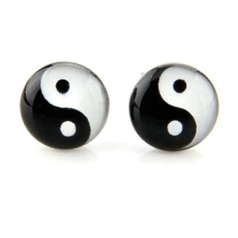 Black and White Yin Yang Stud Earrings