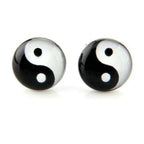 Black and White Yin Yang Stud Earrings