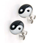 Black and White Yin Yang Stud Earrings