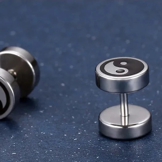 Yin Yang Stud Earrings for Men