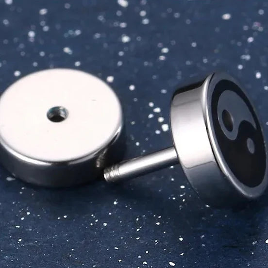 Yin Yang Stud Earrings for Men