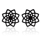 Mandala Stud Earrings for Women black