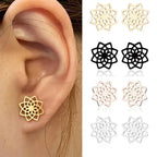 Mandala Stud Earrings for Women gold