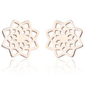 Mandala Stud Earrings for Women rose gold