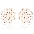Mandala Stud Earrings for Women rose gold