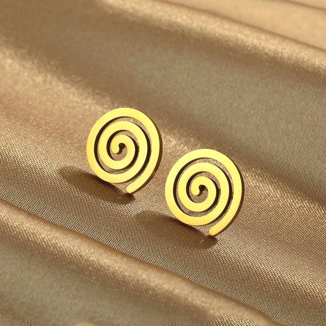 Gold Spiral Stud Earrings