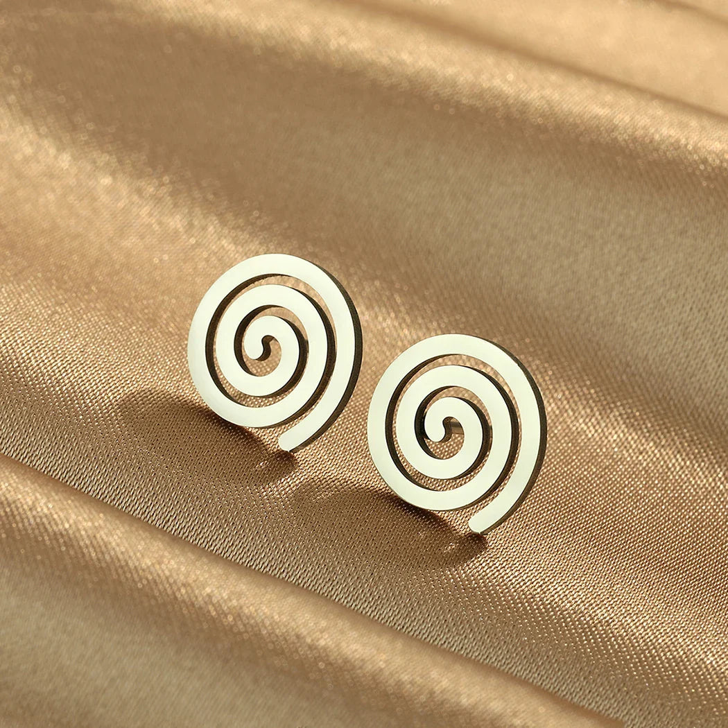 Silver Spiral Stud Earrings