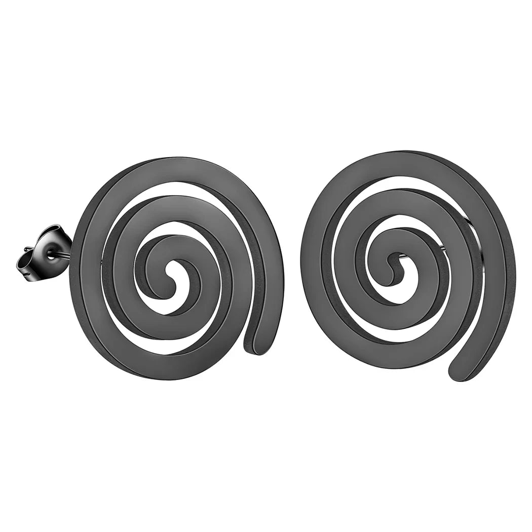 Black Spiral Stud Earrings