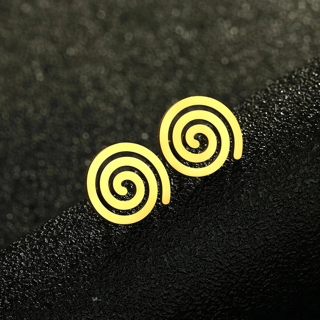 Gold Spiral Stud Earrings