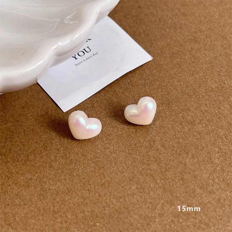 Women's Heart Stud Earrings white