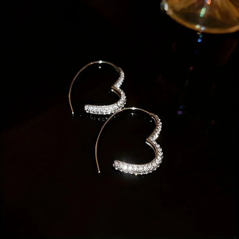 Heart Hoop Earrings with Zircons