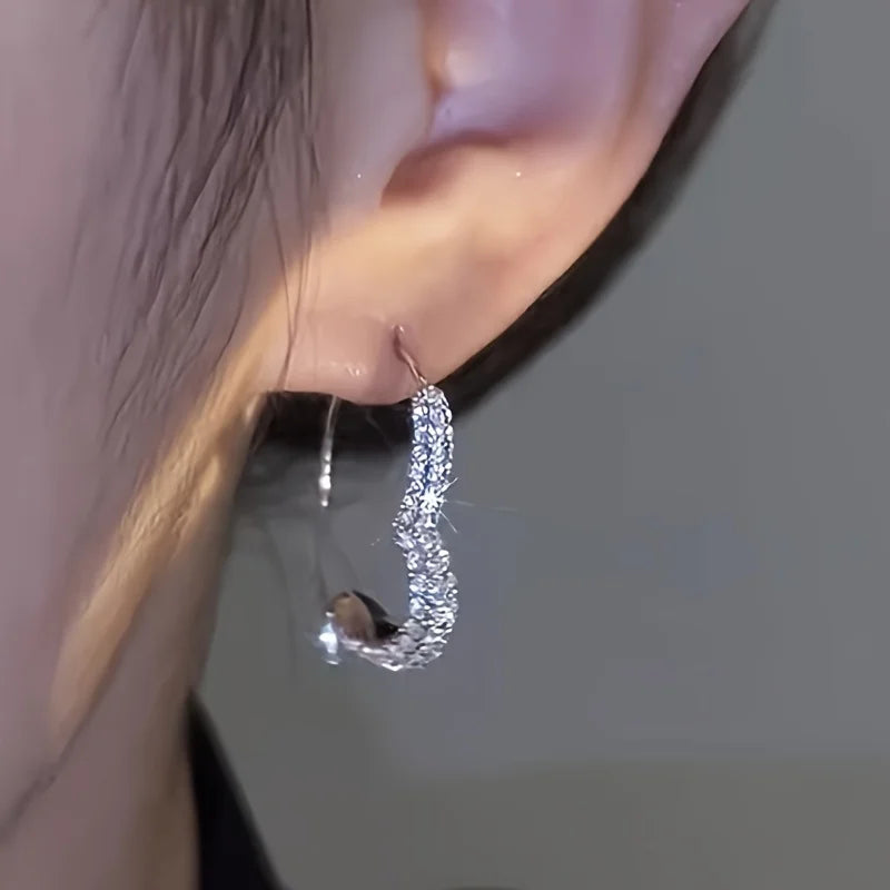 Heart Hoop Earrings with Zircons