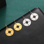 Compass Drop Earrings Compass Rose for Women Silver