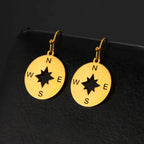 Compass Drop Earrings Compass Rose for Women Gold