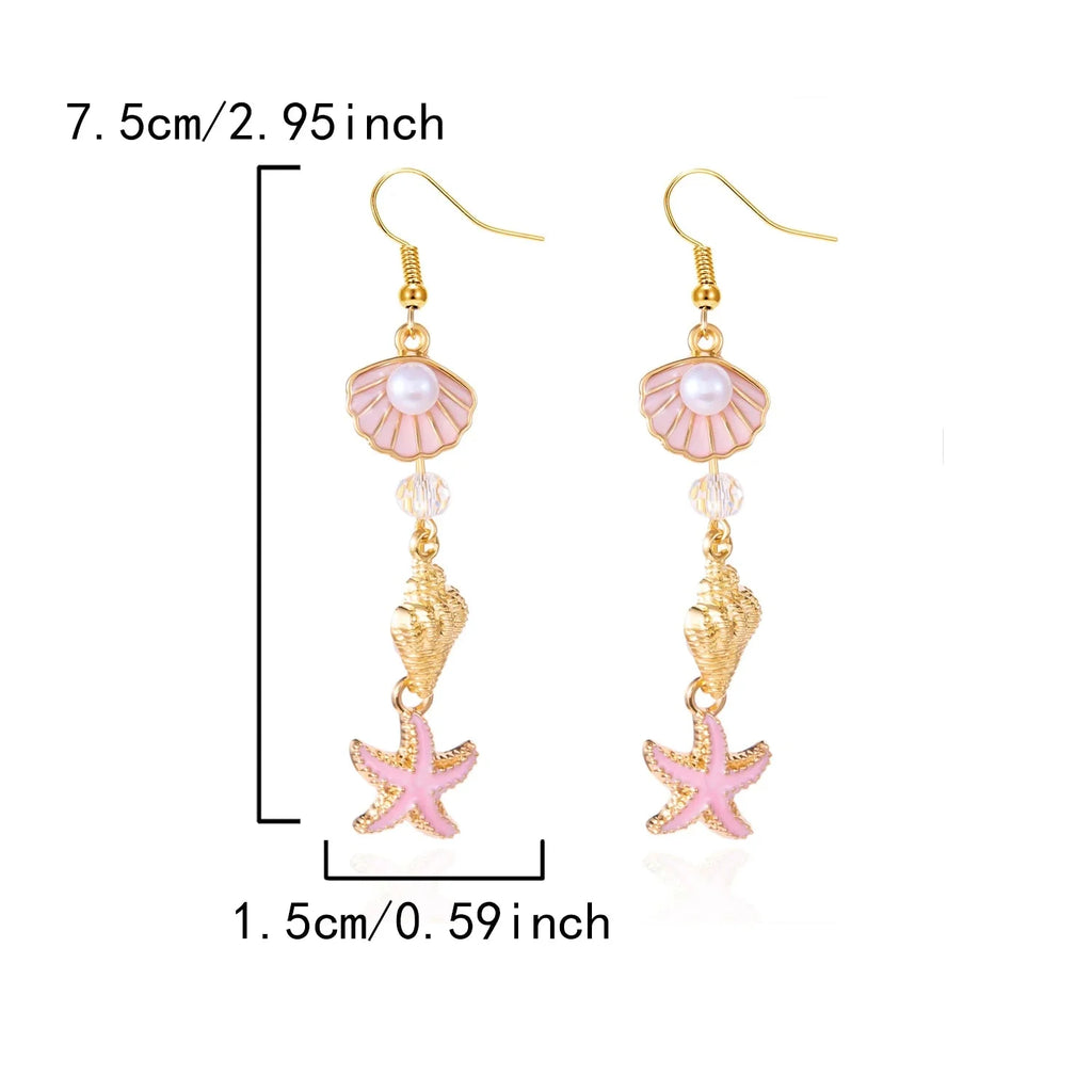 Boucles d'oreilles coquillage pendantes colorées