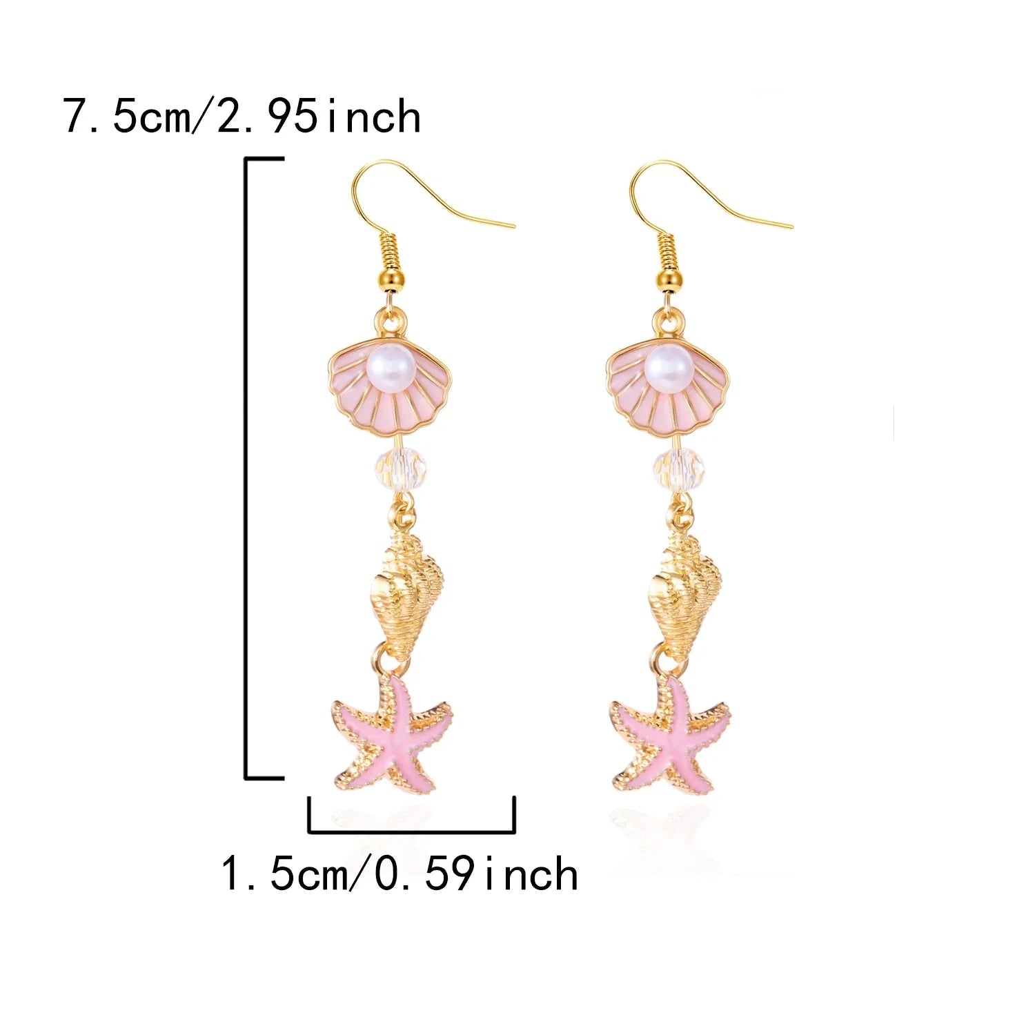 Boucles d'oreilles coquillage pendantes colorées