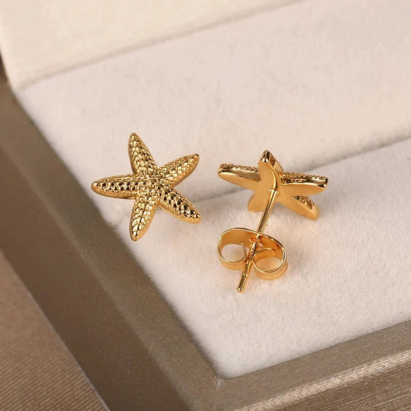 Boucles d'oreilles coquillage pour femme étoiles de mer or