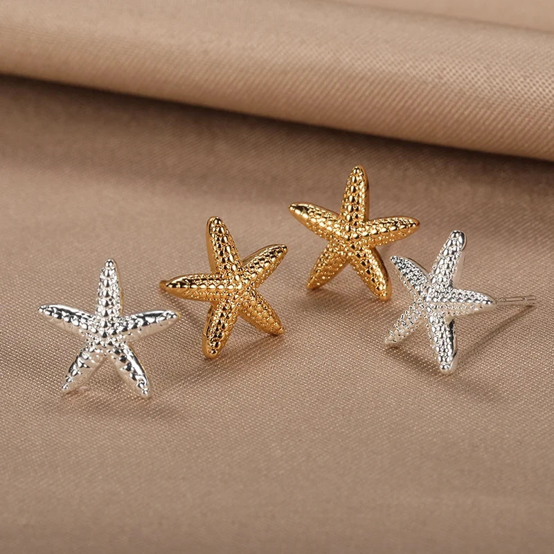 Boucles d'oreilles coquillage pour femme étoiles de mer argent