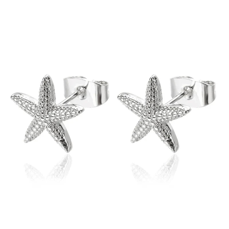 Boucles d'oreilles coquillage pour femme étoiles de mer argent
