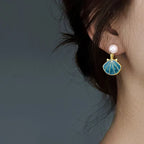 Boucles d'Oreilles Coquilles Saint-Jacques Bleues Coquillage