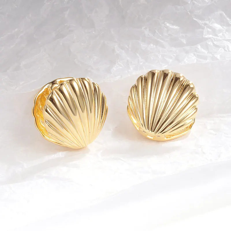 Boucles d'Oreilles Coquilles Saint-Jacques Coquillage or