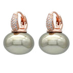 Creole Earrings with Blue Pearl and Gold and Beige Zircon