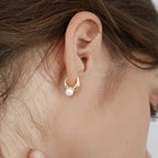 Retro Style Hoop Earrings with Pearl