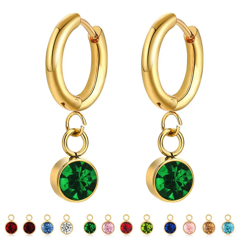 Hoop Earrings with Zircon Birthstone