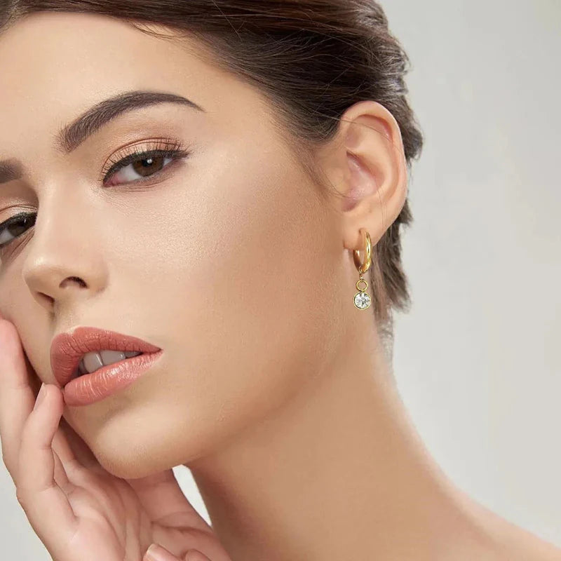 Hoop Earrings with Zircon Birthstone