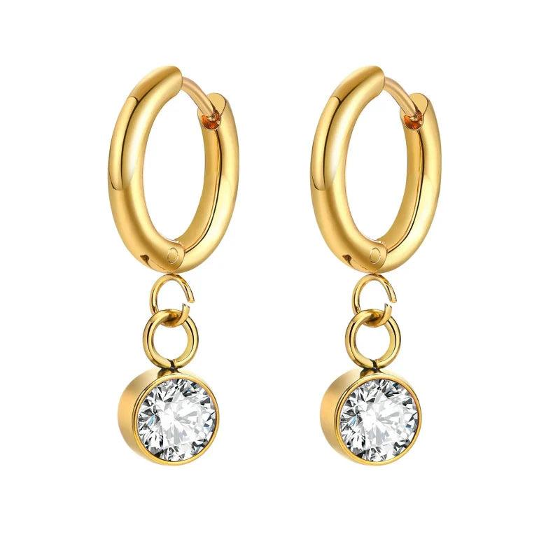 Hoop Earrings with Zircon Birthstone