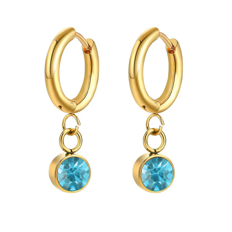 Hoop Earrings with Zircon Birthstone