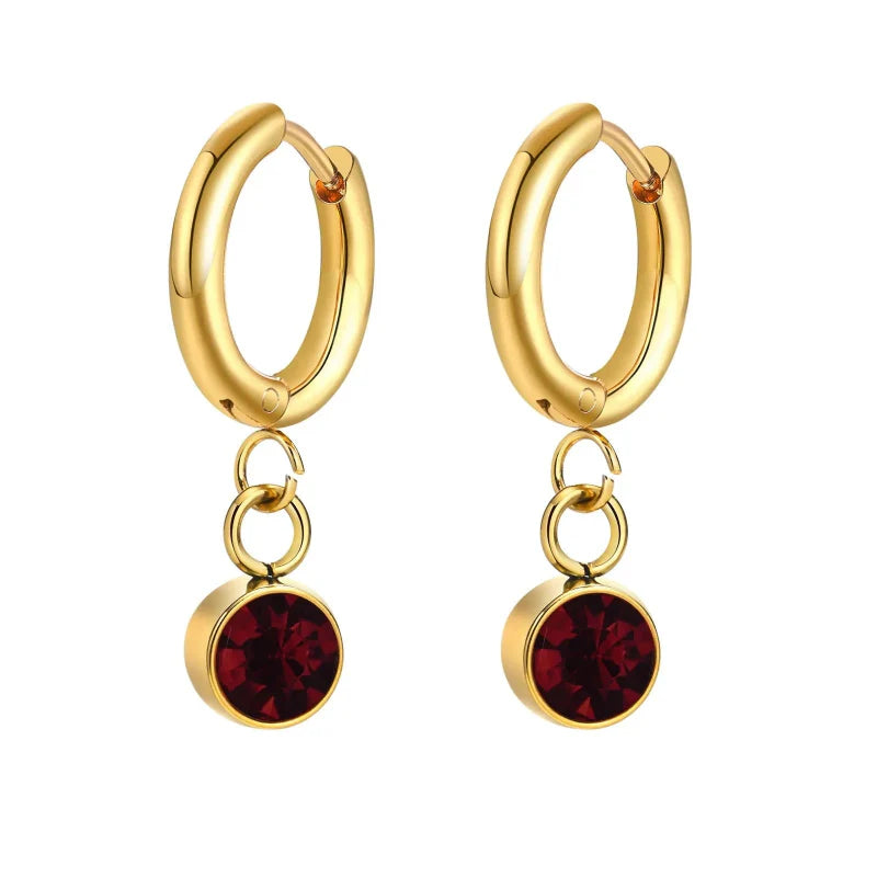 Hoop Earrings with Zircon Birthstone