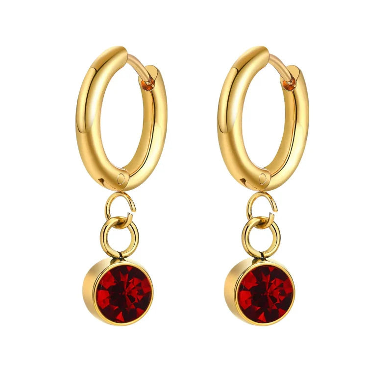 Hoop Earrings with Zircon Birthstone