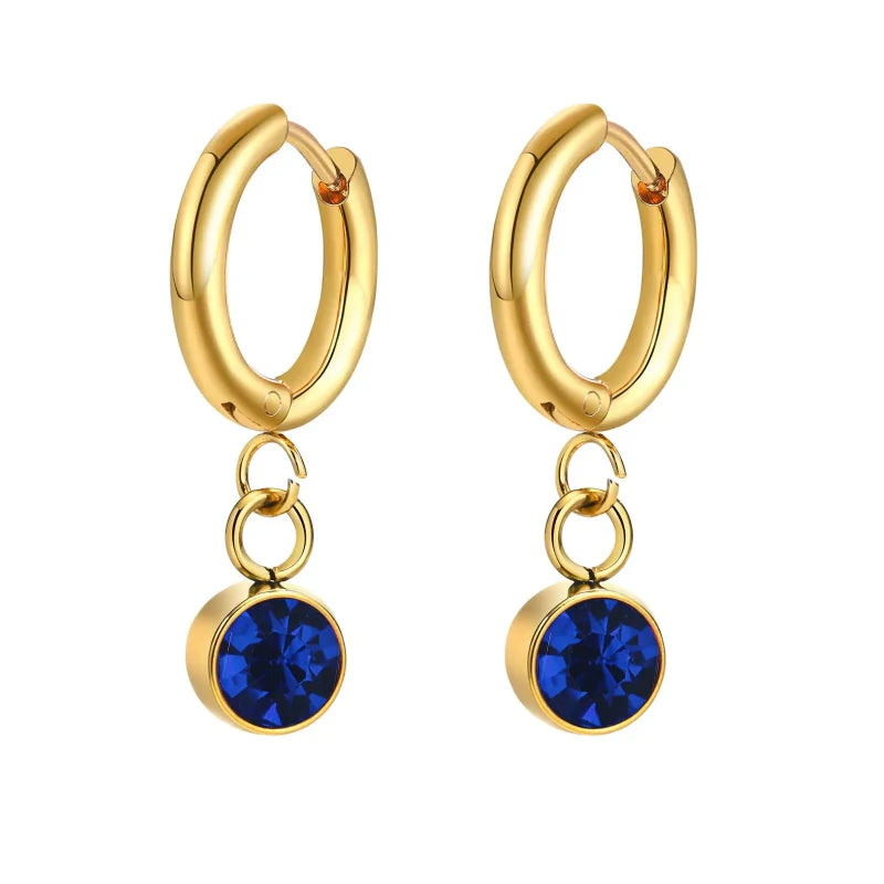 Hoop Earrings with Zircon Birthstone