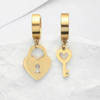 Boucles d'oreilles créoles clef et cadenas or
