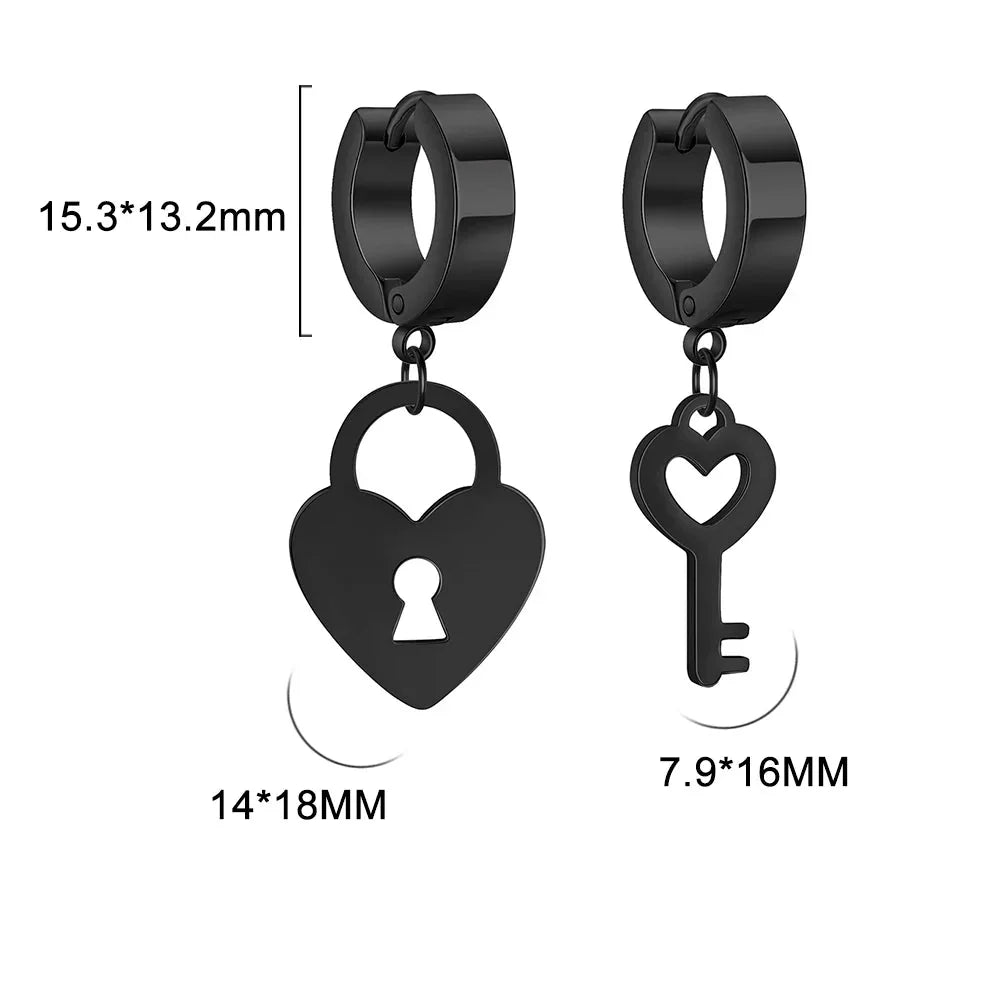 Boucles d'oreilles créoles clef et cadenas