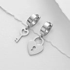 Boucles d'oreilles créoles clef et cadenas argent