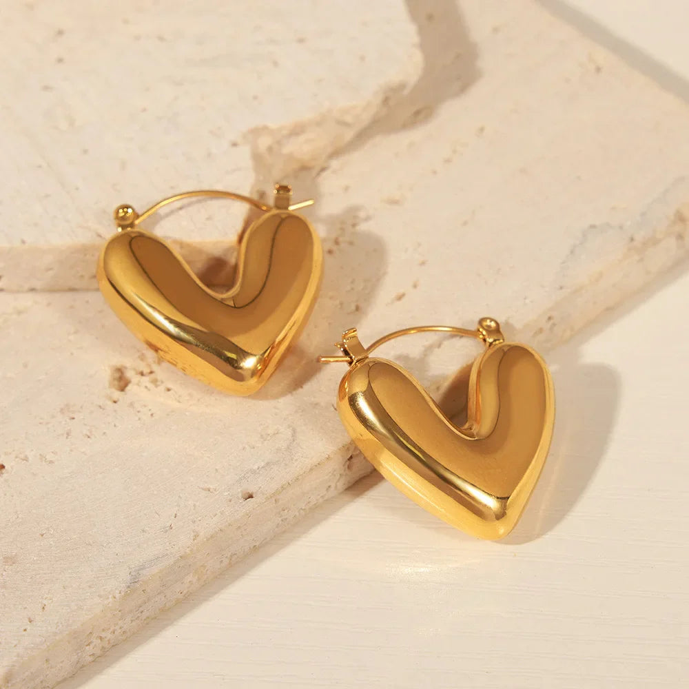 Gold Heart Hoop Earrings