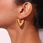 Gold Heart Hoop Earrings