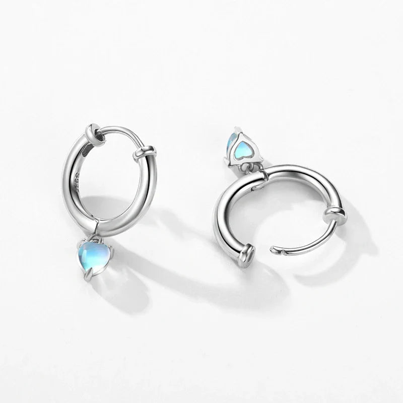 Heart Fertility Moonstone Hoop Earrings