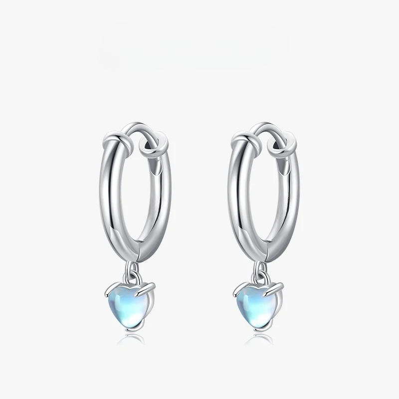 Heart Fertility Moonstone Hoop Earrings