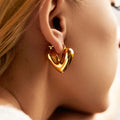 Gold Heart Hoop Earrings