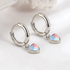 Heart Moonstone Hoop Earrings