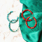 Green Coral Hoop Earrings