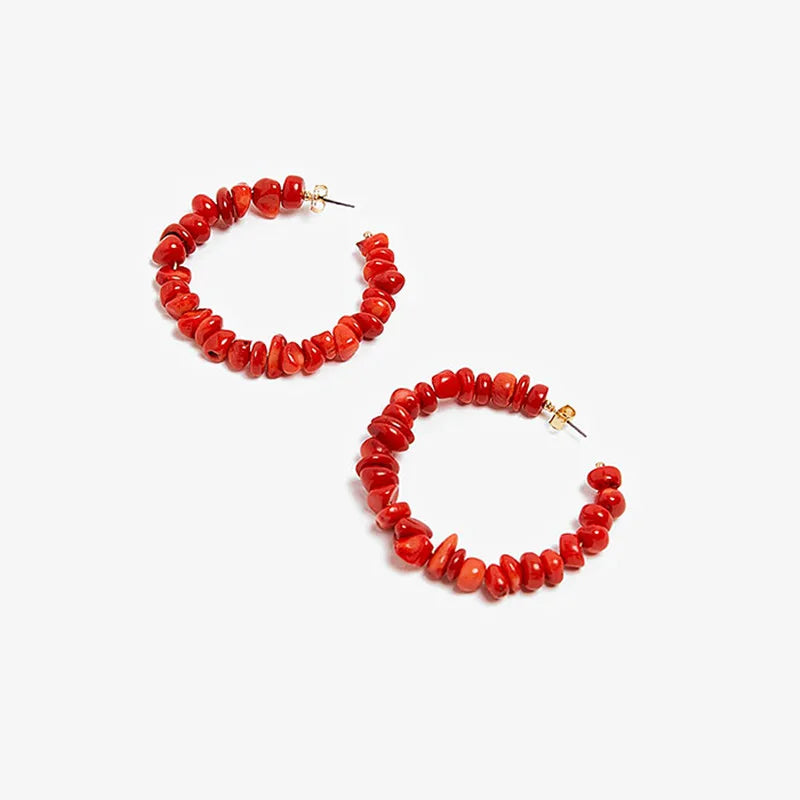 Boucles d'Oreilles Créoles Corail rouge